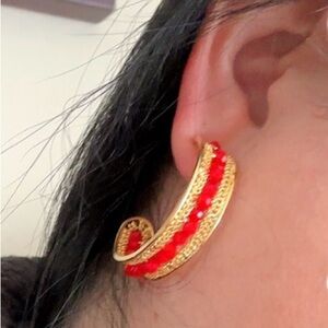 Elegant Gold and Red Ear Cuff